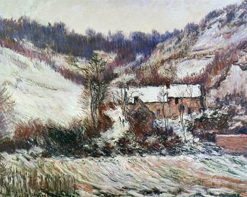 Impression Monet Normandie Neige de Falaise grand format 60x90cm poster décoration maison