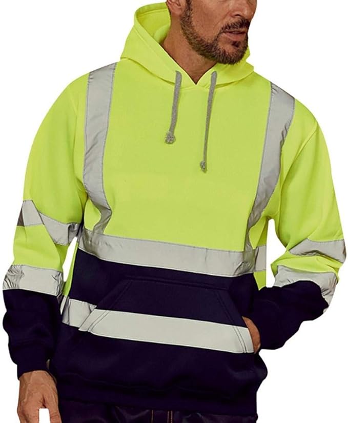 HGWXX7 Men Big & Tall High Visibility Hoodies Plus Size Kangaroo Pocket