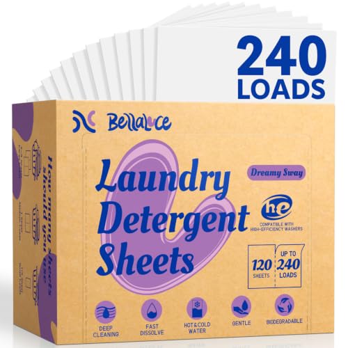 Image of BellaLuce Laundry Detergent Sheets, 240 Loads, Midnight Tuberose Scent | Plastic-Free Laundry Detergent, Fast-Dissolving, Hypoallergenic Formula Laundry Sheets, Space-Saving for Home, Dorms & Travel