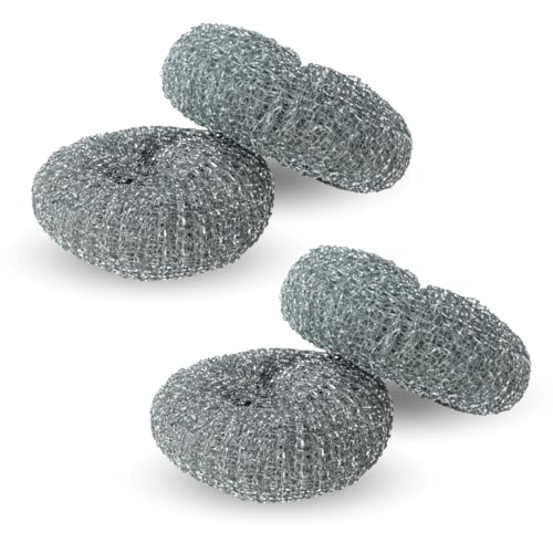 PARENCE.- Set de 4 esponjas metálicas - 10cm de diámetro Limpieza Pesada - 4 Piezas