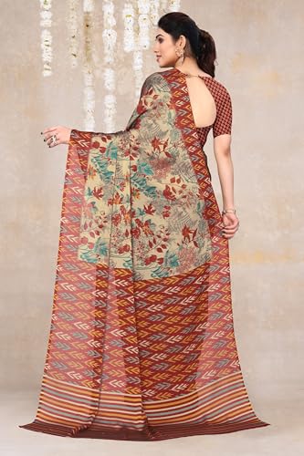 Image of MIRCHI FASHION Saree for Woman Chiffon Floral Printed | Breathable Lightweight Summer Sari for Office and Home Use with Blouse Piece (Available in 20 Colors)