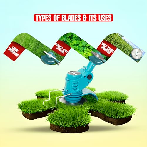 Image of OMADA Cordless 12V Grass Cutter /Trimmer | 180mm Cutting Width | 2-in-1 Mower & Trimmer | Adjustable Height | 3 Different Blades | Lightweight & Portable | Lawns & Gardens | TOP Customer Support