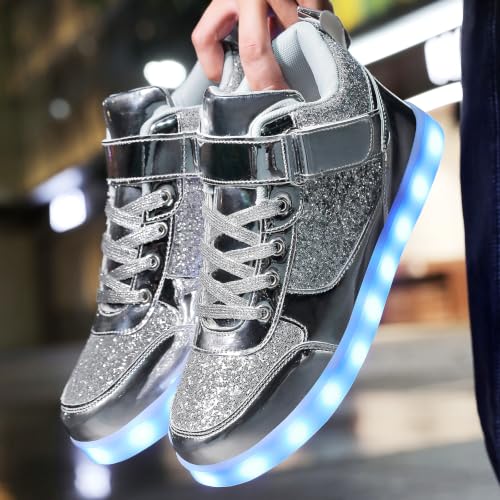 Image of JEVRITE Unisex LED Light Up High Top Sneakers - USB Charging for Women & Men - Couples Shoes