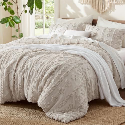 Image of Bedsure Tufted Boho Comforter Set Full, Bedroom Decor Bedding Set Linen