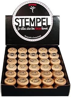 Rayher Display Stempel Allgemein/Vielseitig, 6 Stempelmotive, pro Motiv 5 Stempel, gesamt 30 Stück, rund, 3 cm ø, Holzstempel mit Griff, Rundstempel, Butterer Stempel, 29156000