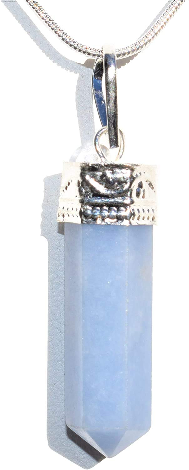 AvicraftsCharged Faceted Angelite Crystal Perfect Pendant Necklace (Stimulate KUDALINI Energies/Remove Chakra BLOCKAGES)