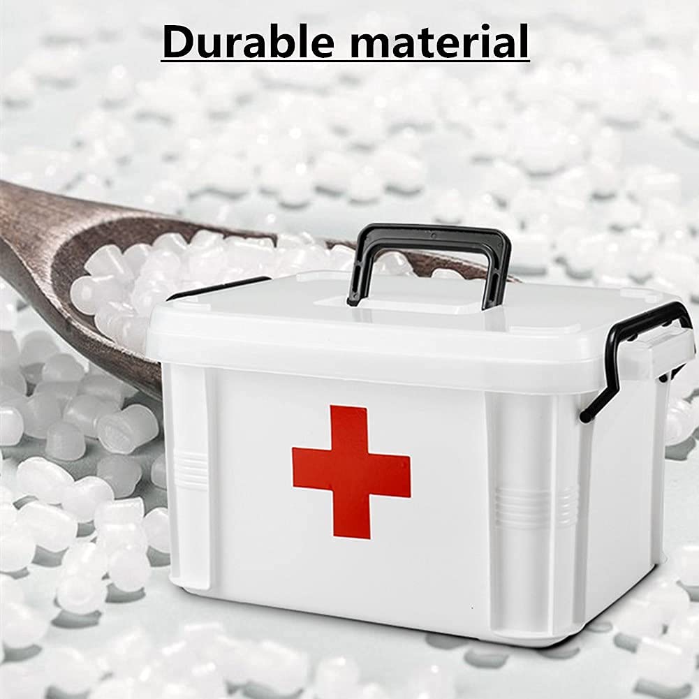 Armadietto per medicinali in plastica per la casa, contenitore di pronto soccorso compartimentato per l'organizzazione dei farmaci, design compatto e leggero