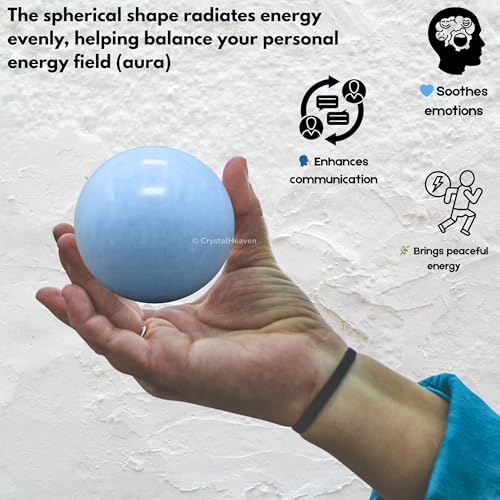 Image of Certified Blue Calcite Crystal Ball for Meditation - Premium Crystal Vastu Items for Home and Feng Shui Items for Good Luck - Ideal for Pooja Supplies and Spiritual Practices (2 inch Inch)