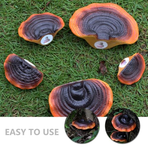 Figurines champignons Ganoderma réalistes lot de 5 décors de jardin durables - 4