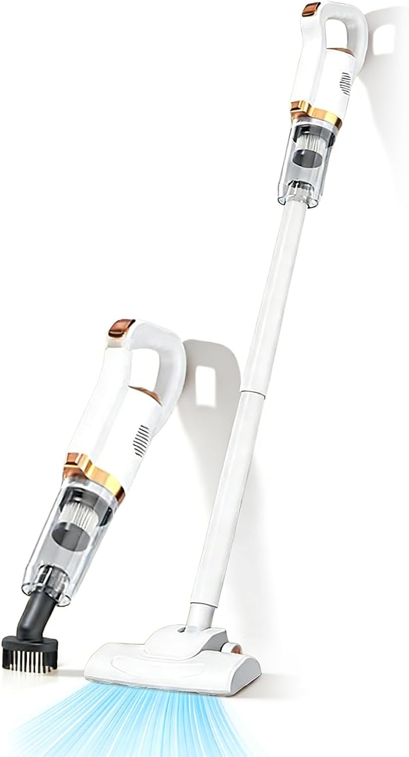 Powerful Cordless Vacuum Cleaner, Quiet Rechargeable Stick Vacuum Electirc Broom Dust Catcher for Pet Hair, Carpet