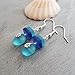 YInahawaii Handmade blue cobalt sea glass earrings, gift box,beach glass earrings,sea glass jewelry,beach glass jewelry
