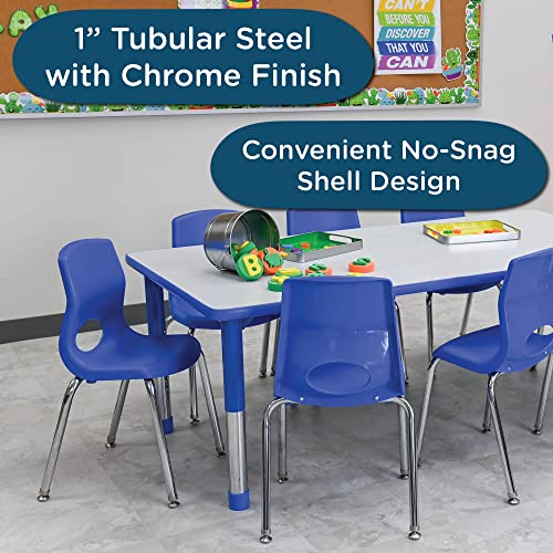 Image of Children's Factory MyPosture Plus 14 inch H Chairs, Set-4 Blue with Chrome Legs, AB8014PBC4, Kids Preschool, Daycare or Classroom Flexible Seating, Toddler Desk Chair