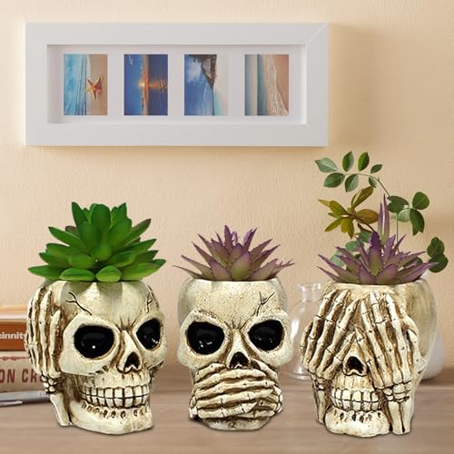 Pot de fleurs tête de mort résine : fixez votre déco de table - 6