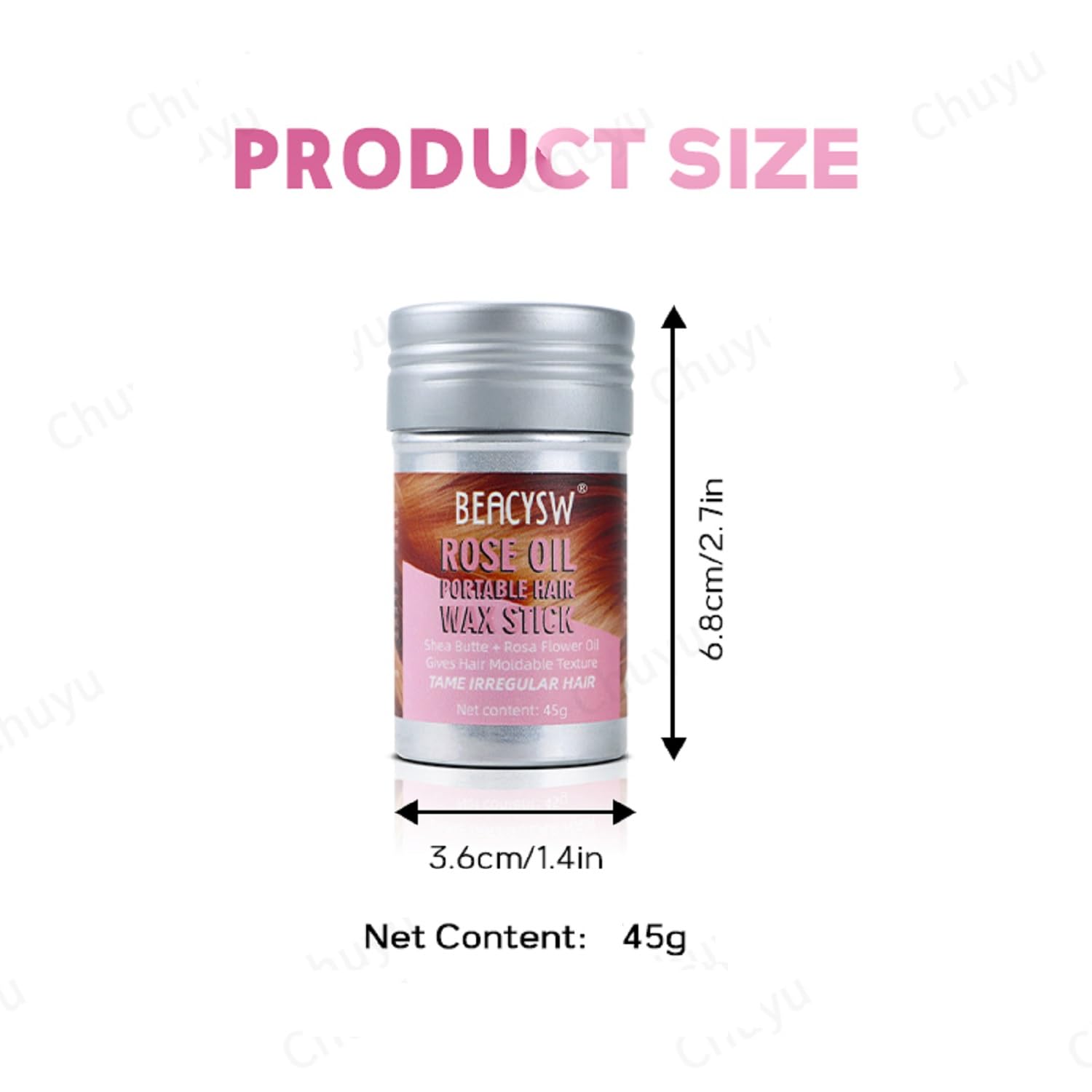 Rose Oil Hair Wax Stick, 45g Portable Hair Wax Stick, Strong Hold Matte Finish, Natural Ingredients, Travel-Friendly Styling for Women, Men (1 Pack)