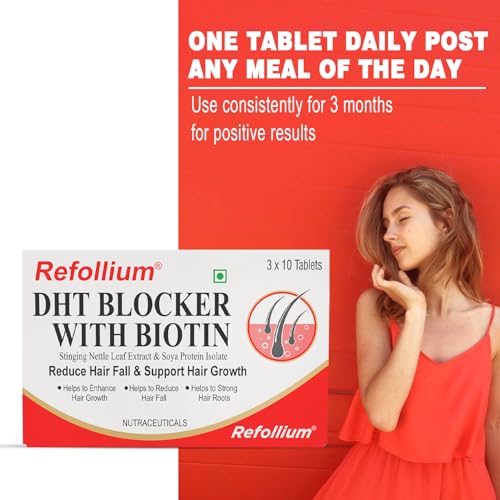 Image of DHT Blocker with Biotin | Helps Reduce Hair Fall, Stimulates Hair Growth | Hair Vitamins for Men & Women (30 Tablets) (PACK OF 3)