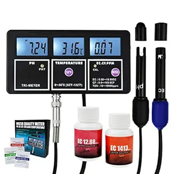 Multiparameter PH/EC/CF/TDS/Water Quality Tester Temperature Tool for Aquariums, Hydroponics, Laboratory Tool