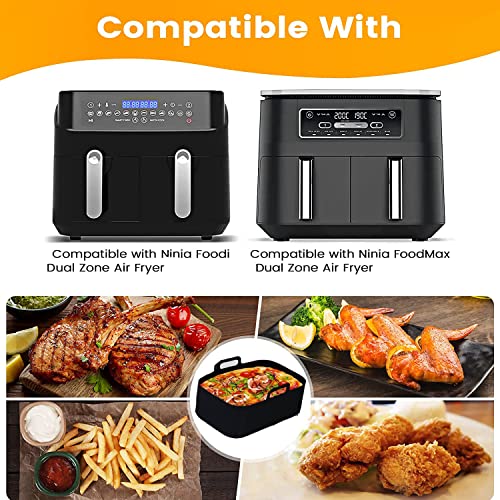 Upgrade Your Air Fryer Game With These Reusable Square Silicone Liners - Heat Resistant Air Fryer Silicone Liner. A Replacement For Parchment Paper (2Pc Black Silicone Air Fryer+2 Gloves) #TOP4