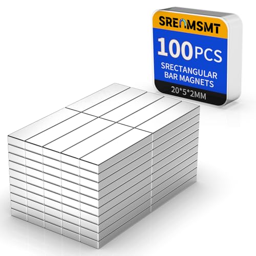 Image of Powerful Neodymium Bar Magnets, 100 Pack Heavy Duty Magnet, 20x5x2mm | Rare Earth Magnets, Rectangular Magnets, Small Magnet Strong for Fridge, DIY, Garage, Kitchen, Science, Craft, Office