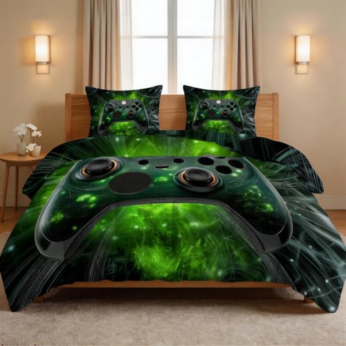 Edredón sin funda de 7,5 tog, tamaño individual, 135 x 200 cm, edredón acolchado moderno de verano, edredón acogedor y ligero con controlador de juegos, líneas brillantes, edredón reversible