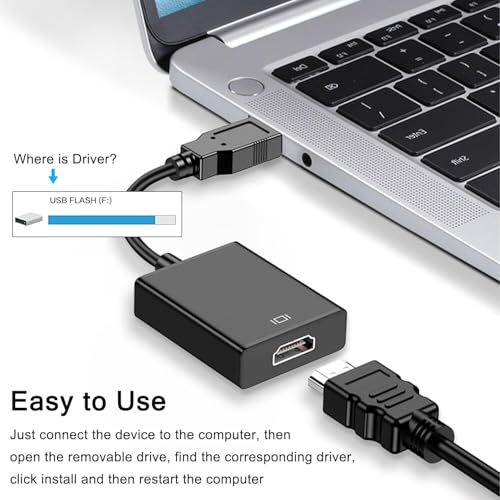 Image of MICROWARE USB to HDMI Adapter, USB 3.0 to HDMI 1080P Video Audio Converter Connect PC, Laptop to Monitor, Support Windows XP 7 /8 /8.1 /10