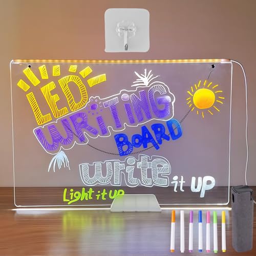 Materiali di Alta Qualità: questa lampada LED DIY creativa è realizzata in lastra acrilica di alta qualità e base di alta qualità, sicura, ecologica e senza spigoli vivi. La luce notturna cancellabile DIY con 7 penna cancellabile è dotata di una striscia luminosa a LED a risparmio energetico, che genera poco calore e ha una lunga durata, rendendola più sicura da usare.