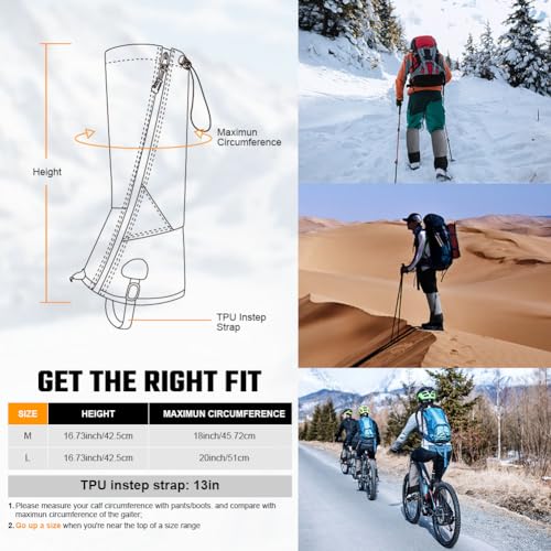 Adiwo Outdoor Gamaschen, 620D wasserdichte Unisex Gamaschen Wandern Jagd Fahrrad Beingamaschen mit Reißverschluss Flecken Reißfest Wandern Zubehör Atmungsaktiv Stiefelüberzieher – Bild 6