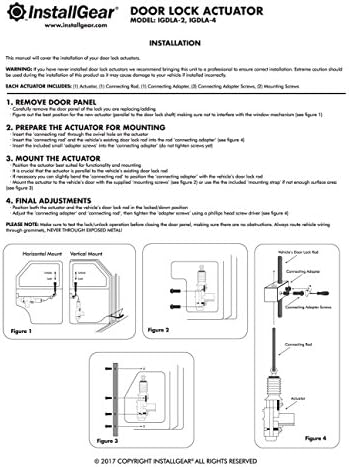 InstallGear Universal Car Power Door Lock Actuator 12-Volt Motor (4 Pack)