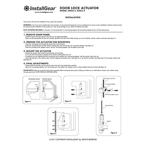 InstallGear Universal Car Power Door Lock Kit Actuator