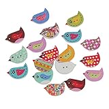 Mahaohao 100Pcs Mixed Random Bird Shape 2 Holes Wood Wooden Painting Buttons for Sewing Crafting ...