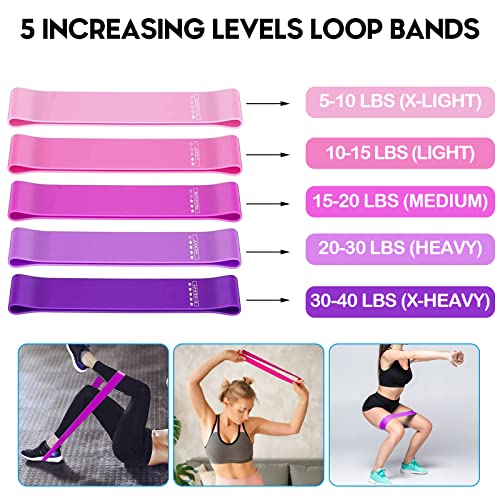 Resistance Bands Set 17pcs, Resistance Band, Exercise Bands Fitness Workout with Wide Handles, Door Anchor, Steel Clasp, Carry Bag, Ankle Straps for Home Gym Outdoor Travel