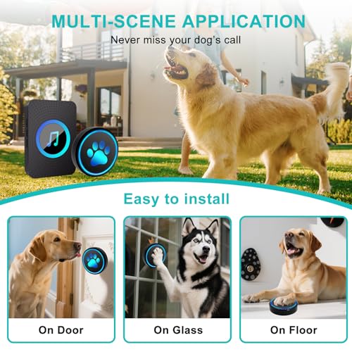Yoiilifee-Dog-Door-Bell-for-Potty-Training-Smart-Wireless-Doggie-Doorbell-to-Go-Outside-1000-Feet-Long-Range-with-IP65-Waterproof-Super-Light-Touch-Button-60-Melodies-Adjustable-Volume