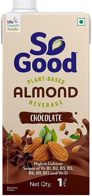 Plant Based Almond Beverage Chocolate 1 L | Lactose Free | Gluten Free | No Preservatives | Zero Cholesterol | Dairy Free| Source of Calcium & Vitamins