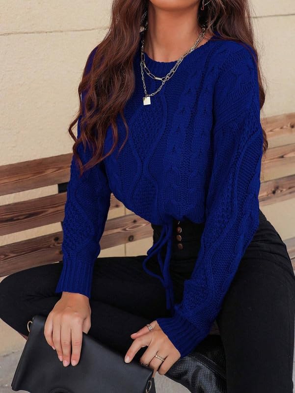 Women's Cropped Sweater for Women Fall,Long Sleeve Crop Top Women Cable Knit Sweater3