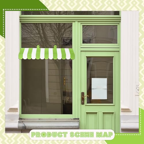 Image of Boao 4 Pcs 3D Cardboard Awning Decor,Bright Green and White,Striped Style
