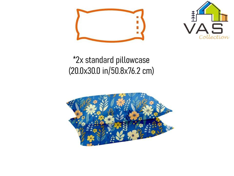 VAS COLLECTIONS Kingston Collection 1 King Size Bedsheet with 2 King Size Pillow Covers| Luxury Soft Sheets, Breathable, Shrinkage (3pcs Set) |108x108 inches or 274x274 cm-Blue & White 2