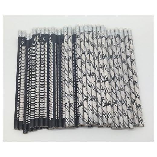 FunMusicOnline Music Themed Papelería - 60 Música lápices con goma de borrar sobre temáticas paquete de fiesta top