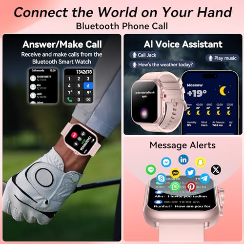 Image of Smart Watch for Men Women, 1000mAh Battery 100-Day Standby Time, 1.85 inch HD Screen Fitness Tracker, 110+ Sport Modes, IP68 Waterproof, Heart Rate /Sleep Monitor, Fitness Watch for Android /iOS (Pink)