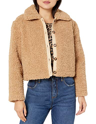 ASTR the label Women's Teddi Faux Fur Short Jacket, Caramel, M