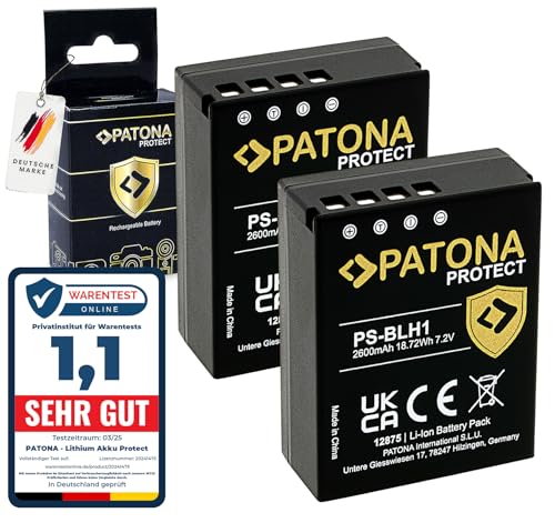 PATONA 2X Protect BLH-1 Batería de Repuesto 2600mA Compatible con Olympus OM-D OMD EM-1 Mark II EM-1 Mark 2 E-M1X EM1 EM1X BLH1 BL-H1 BL H1, Carcasa V1 Resistente al Calor, ignífuga