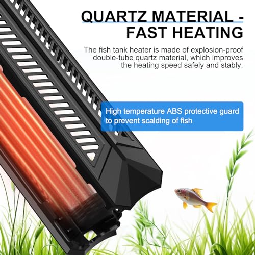 Image of fishkeeper Aquarium Heater, 1000 W Adjustable Fish Tank Heater with Digital Display Controller, Submersible Water Heater with Over-Temperature Protection for Saltwater Freshwater 106-264 Gallon