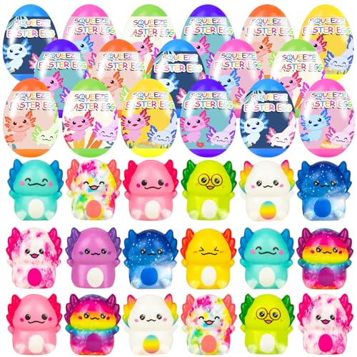24 Pack Prefilled Easter Eggs with Slow Squishy Toys Easter Eggs Filled for Egg Hunt Easter Party Favors for Kids Boys Girls Easter Basket Stuffers Party Favors Easter Egg Hunt