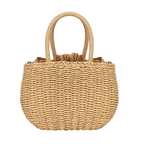 Bolso Hobo Pequeño de Paja para Mujer con Asa Redonda miniatura 1