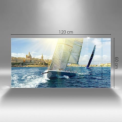 Tableau en verre coloré de luxe yacht 120x60cm pour salon moderne