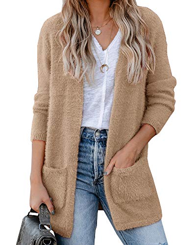 fuzzy open front cardigan