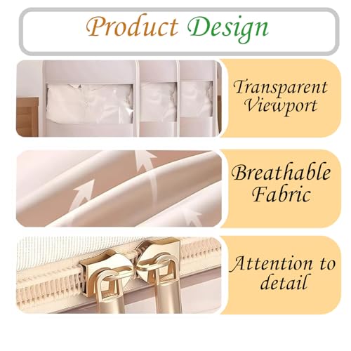 Space Saving Hanging Garment Bag with Self Compression Zipper,Saving Hanging Protector for Down Coat, Transparent Visibility Space Savin gown Compression Dust Cover for CDown Coat3