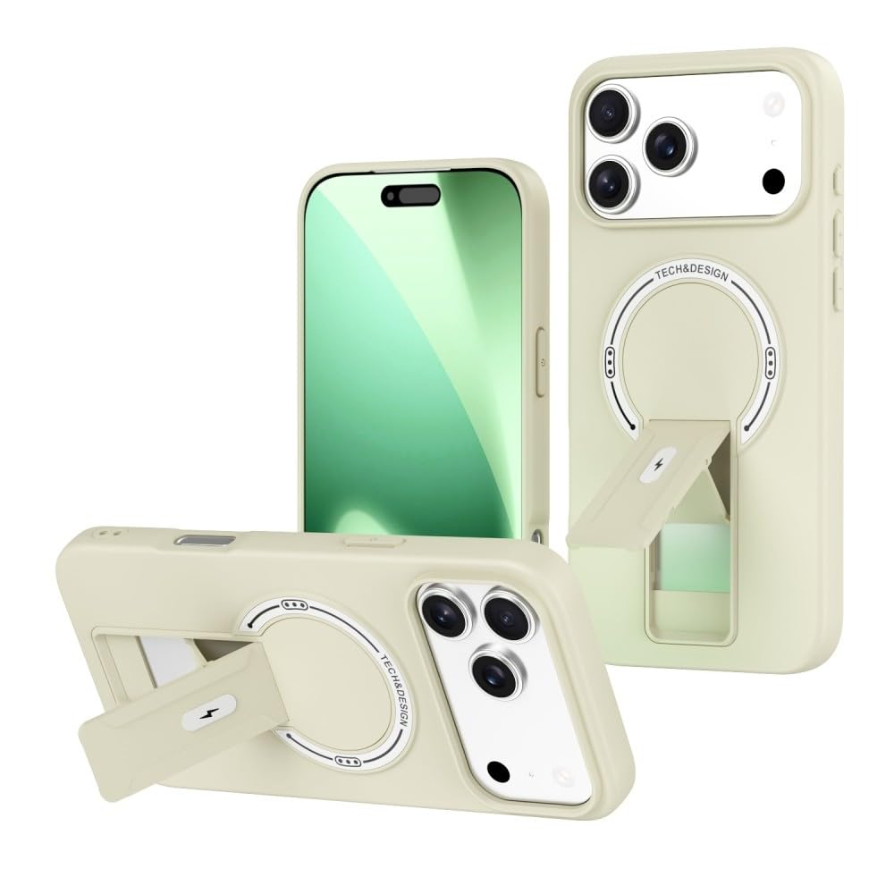 Generic Funda compatible con iPhone 12 Pro (color: beige), cubierta de soporte lateral de silicona rígida trasera dura
