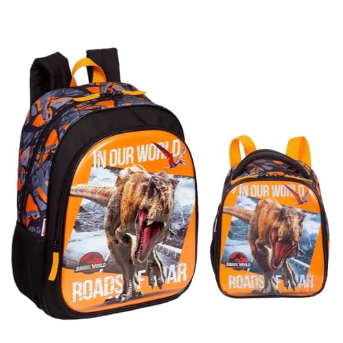 Kit Mochila Escolar Infantil e Frasqueira Jurassic X Sestini