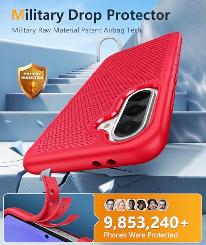Image of FNTCASE for Galaxy A36-5G Phone Case - A56-5G Military Grade Drop Protection, 14ft Drop Tested, Screen Protector Included, Anti-Slip Matte Textured, TPU+PC Dual Layer Shockproof Cover (Red)