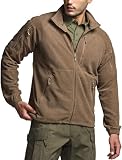 CQR Men's Full-Zip Tactical Jacket, Soft Warm Military Winter Fleece Jackets, Outdoor Coats with Zipper Pockets, Grid Flex Coyote, XX-Large