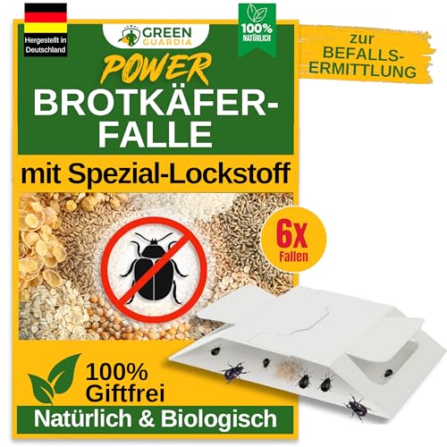 GREEN GUARDIA Brotkäfer Falle mit Spezial-Lockstoff - 6x Brotkäfer Fallen - umweltfreundlich Brotkäfer...